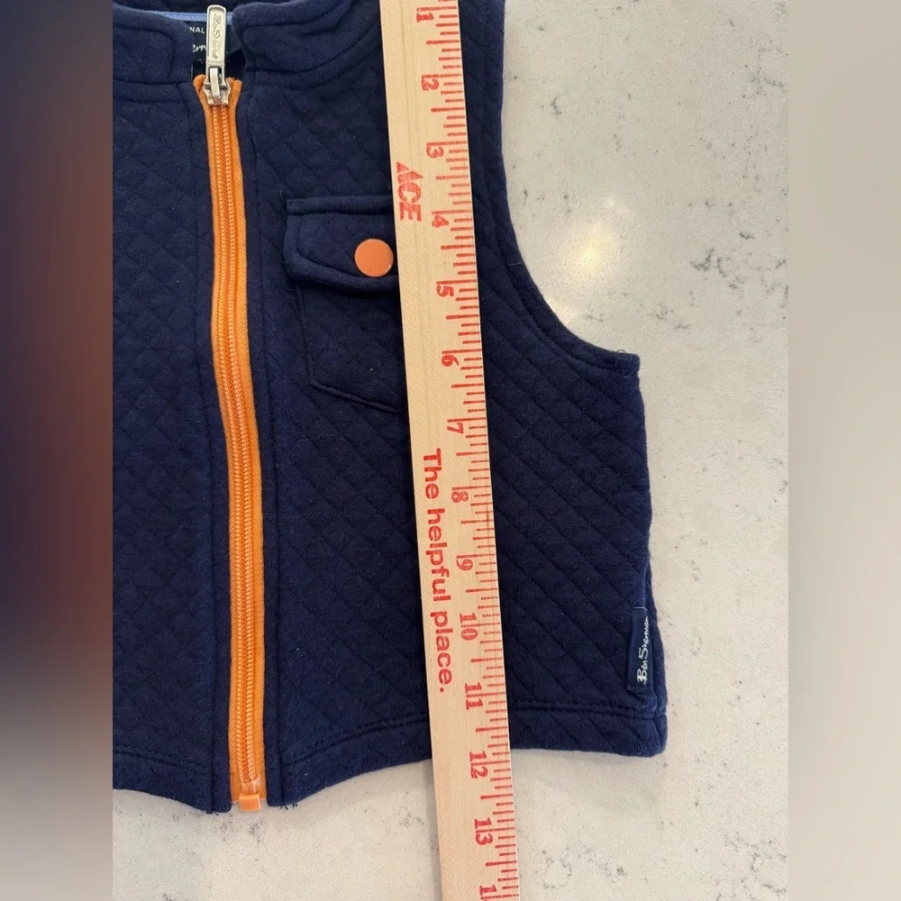Ben Sherman blue quilted vest full orange zipper chest pocket Size 3T
